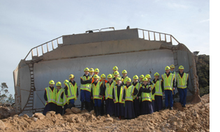 School class on visit to Stockton Coal Mine